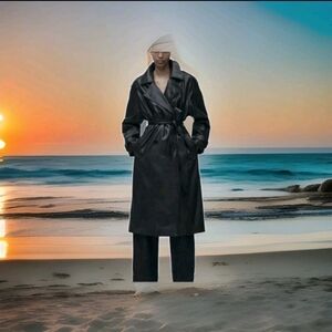 ZARA Women's Faux Leather Belted Trench Coat(Black , US S, M / EUR S, M)